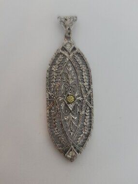 Antique Art Deco Paste & Sterling Pendant